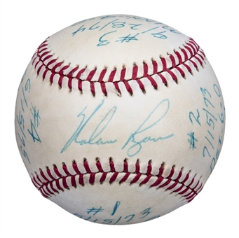 1978 Nolan Ryan Signed And Multi-Inscribed No-Hitter Dates & Scores OAL MacPhail Baseball (PSA/DNA)